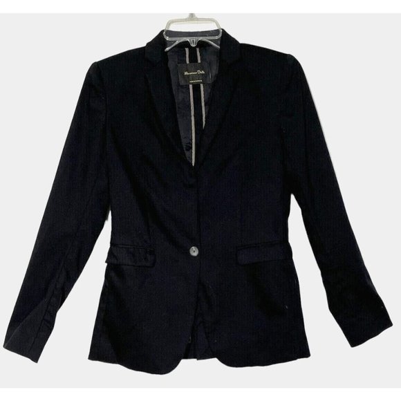 Massimo Dutti Classic Black Wool One-Button Career Blazer Jacket - Picture 3 of 12